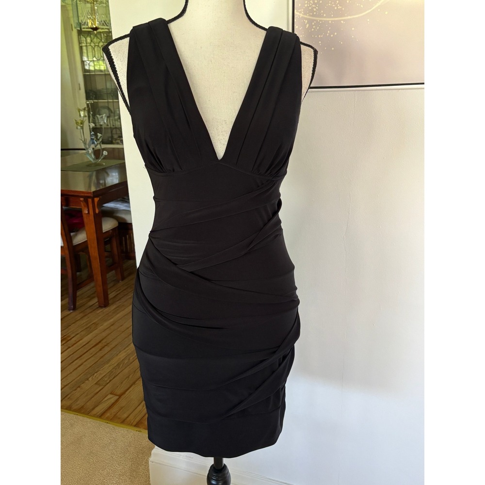 Emerald Sundae Black Ruched Bodycon Mini Dress Sz M Cocktail Wedding